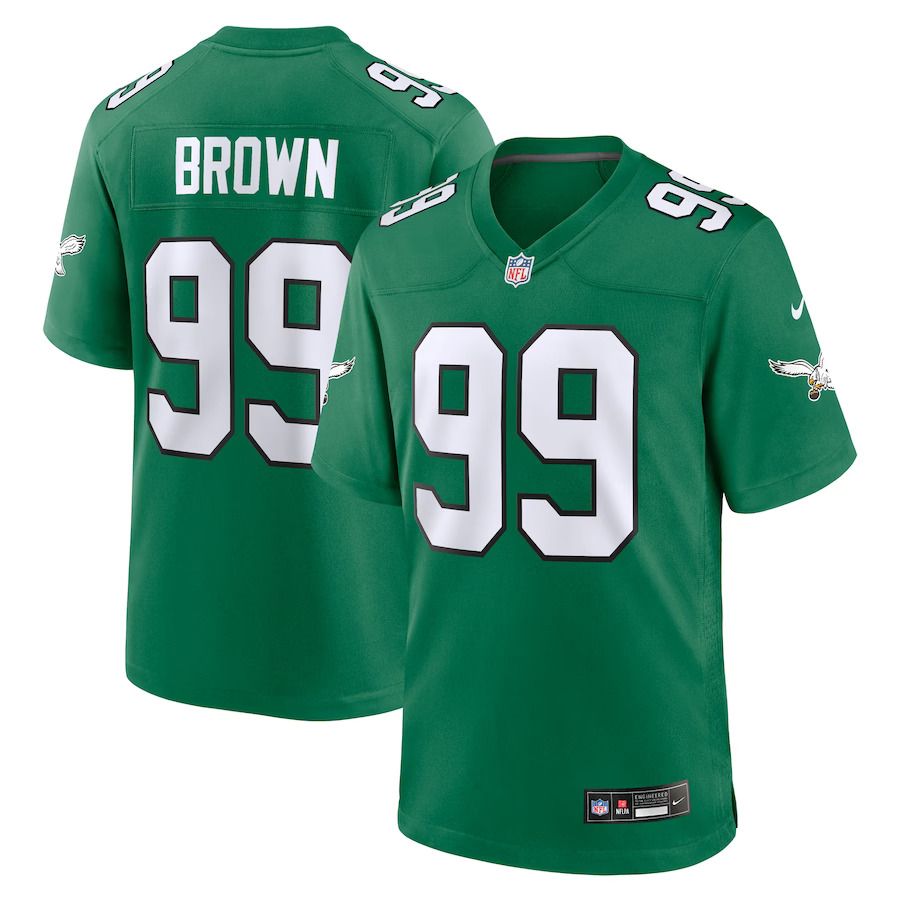 Men Philadelphia Eagles 99 Jerome Brown Nike Kelly Green Alternate Game NFL Jersey